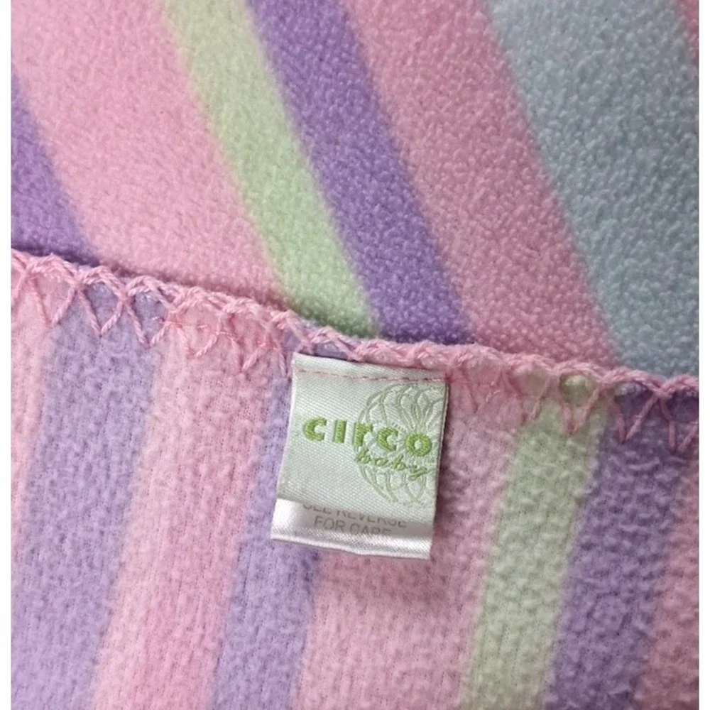 Vtg Circo Baby Girl Pink Stripe Microfleece Blanket Lovey Target HTF Purple Soft